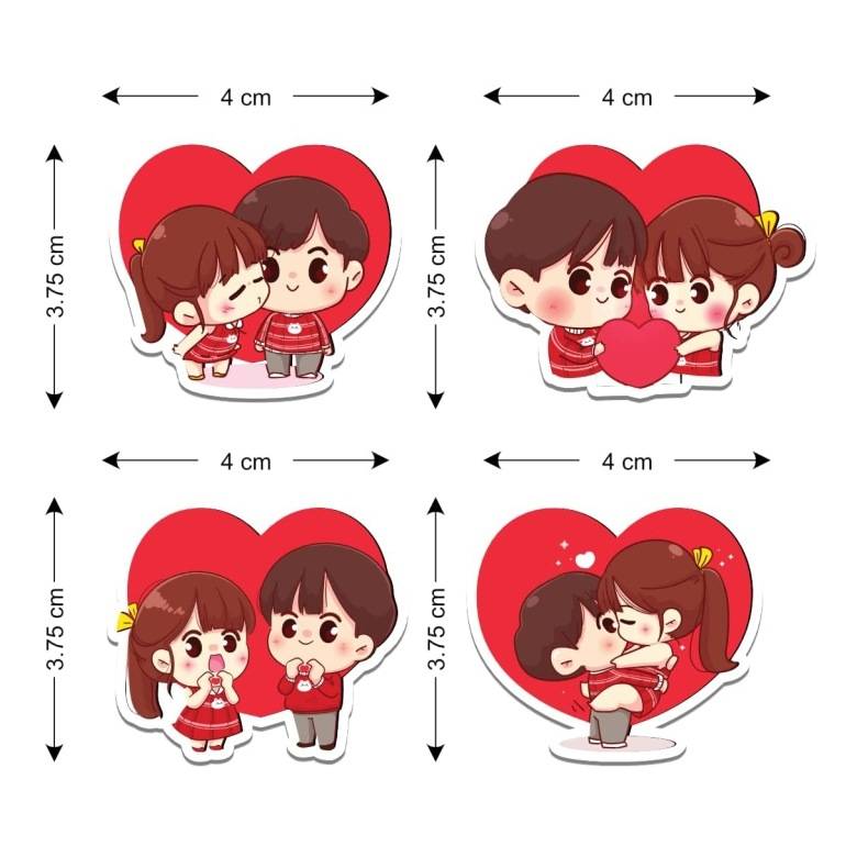 Woodkey Cute Couple Fridge Magnets Set of 4 | Romantic Love Stickers for Wardrobe, Washing Machine – Gift for Couples & Anniversaries - Image 4