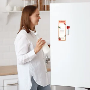 Alternative view of Woodkey Magnetic To-Do List Fridge Pad with Marker – Reusable Daily Planner for Fridge, Almirah & Washing Machine | Dry Erase Memo Board (Floral Design)