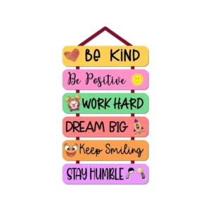 Woodkey Motivational Wall Hanging for Kids Room | Be Kind, Work Hard, Dream Big Quotes – MDF Decor for Birthday Gift & Home Learning Spaces