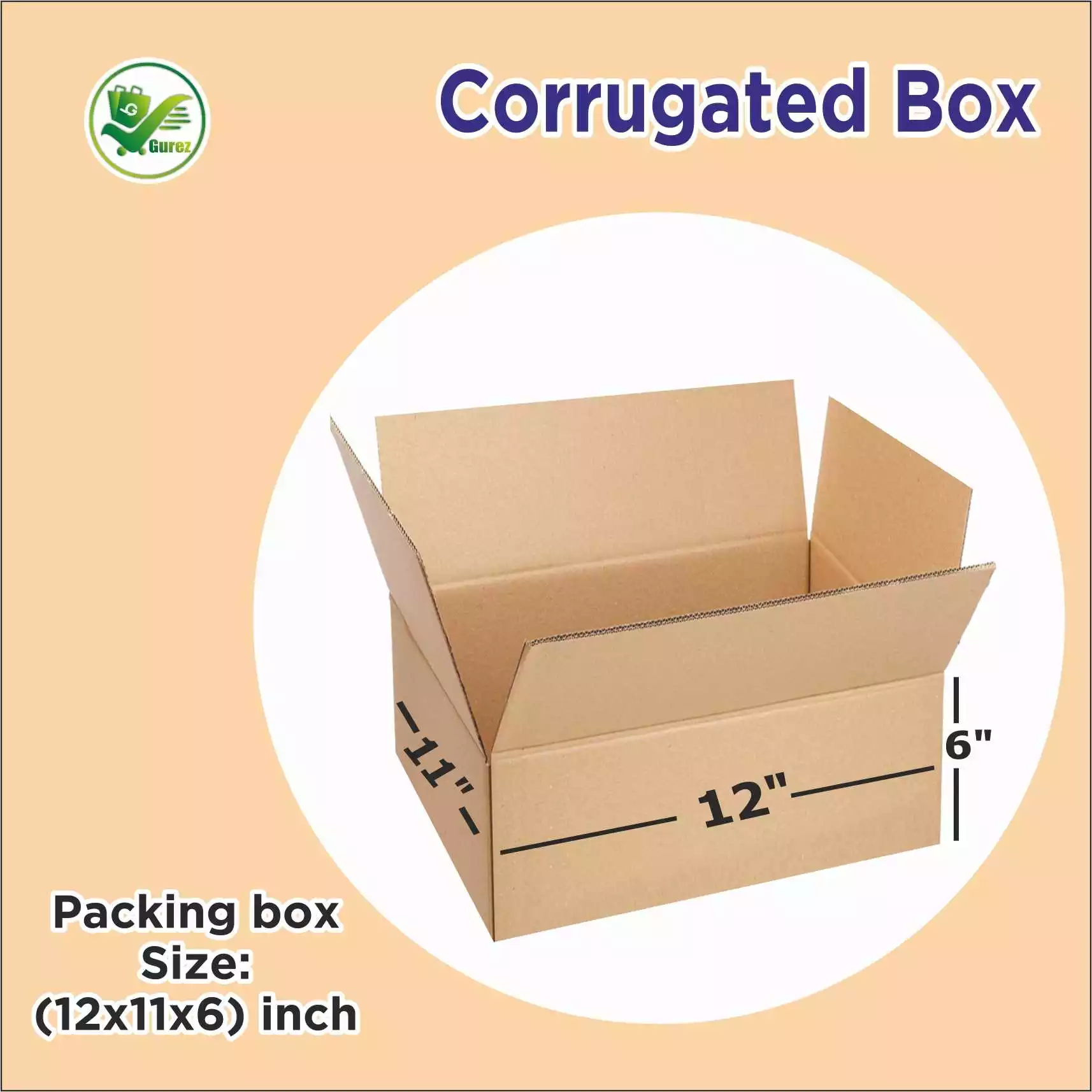 Box Brother 3 Ply Corrugated Cardboard Box Size: 12x11x6 Length 12 inch Width 11 inch Height 6 inch 3Ply Corrugated packing box