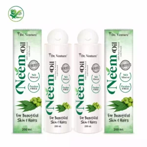 Dr. Venture Neem Oil 200 ml Pack of 2 100% Pure & Natural Cold Pressed Neem Oil For Beautiful Skin And Hairs And Also Used For Spray On Plants & Garden 200 ml of hair oil