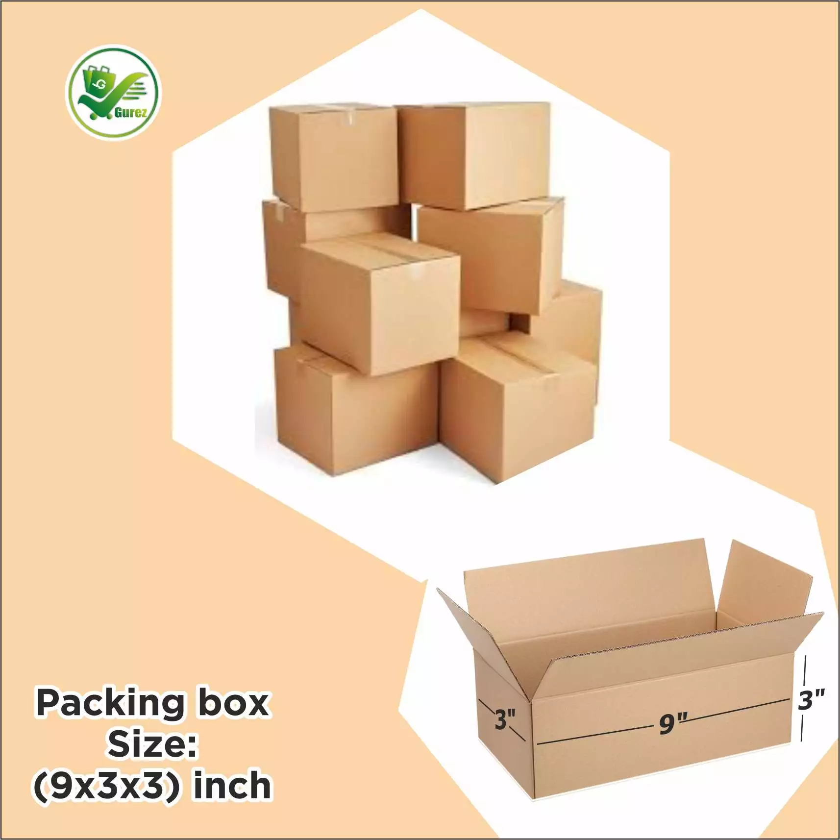 Box Brother 3 Ply Corrugated Cardboard Box Size: 9X3X3 Length 9 inch Width 3 inch Height 3 inch Shipping  Courier Box - Image 3