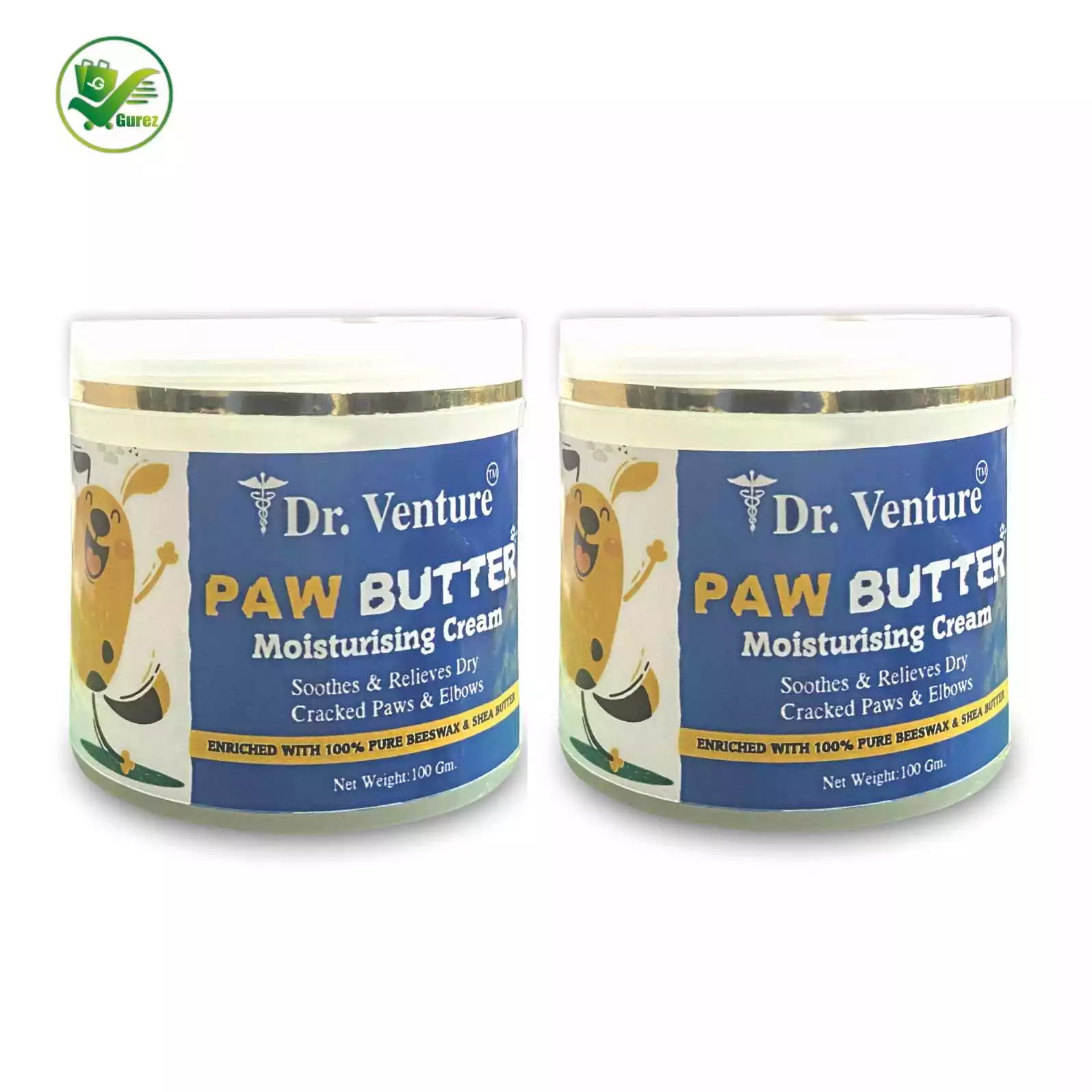 Dr Venture Paw Butter Moisturising Cream for Pets Like Dogs and Cats for Cracked, Dry and Chapped Paws and Elbows Enriched with Pure Beeswax and Shea Butter (200Gm)