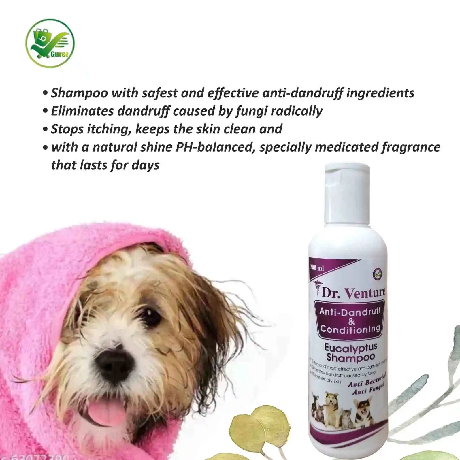 Dr Venture Anti-Dandruff & Conditioning Pet Shampoo 200ml + Anti-Tick and Flea Spray for All Breeds Like Dogs, Cats and Puppies Kills & Repels Fleas, Ticks and Lice 200 ml - Image 4