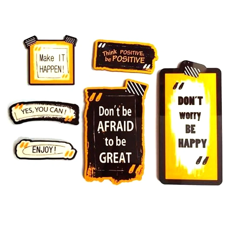 Woodkey Positive Quote Fridge Magnet Set of 6 | Motivational Kitchen Decor with Uplifting Messages – Ideal for Home, Office & Gifting