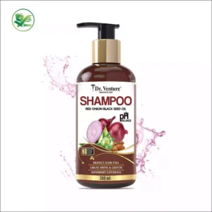 Dr. Venture Red Onion Shampoo With Red Onion Black Seed Oil Extract For Hair Growth And Hair Strengthening With Hairfall And Dandruff Control Shampoo No Paraben No Silicone No Sulphate No Colour 300 ml pack of 1