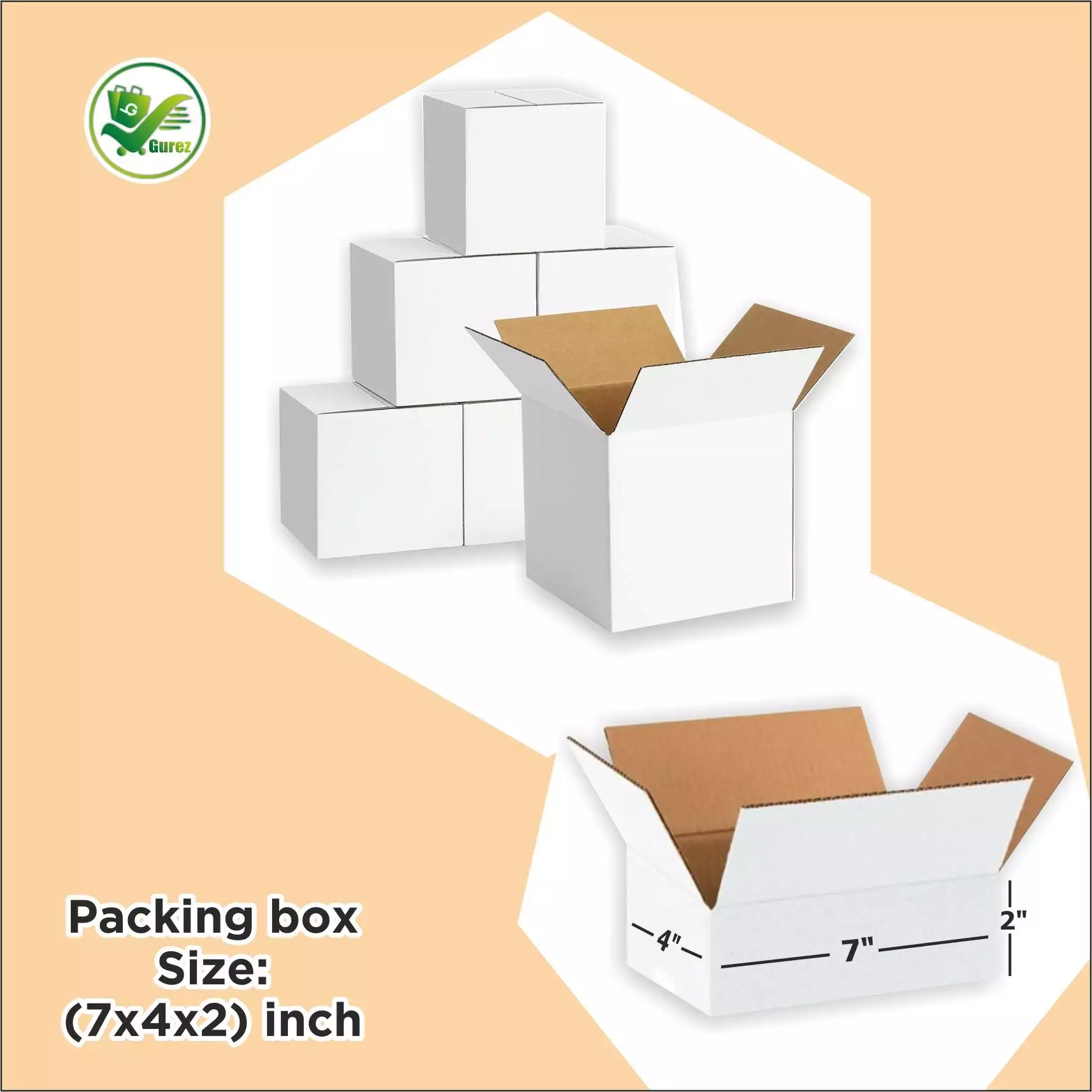 Box Brother 3 Ply White Corrugated Box Size: 7x4x2 Length 7 inch Width 4 inch Height 2 inch 3Ply custom cardboard packing boxes - Image 3