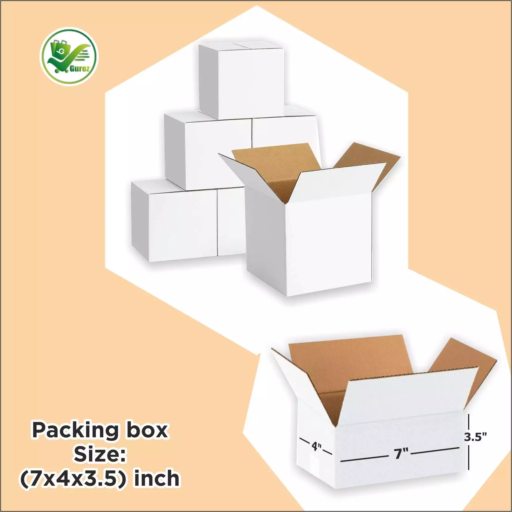 Box Brother 3 Ply White Cardboard Box Size: 7x4x3.5 Length 7 inch Width 4 inch Height 3.5 inch 3Ply custom cardboard packing boxes - Image 4